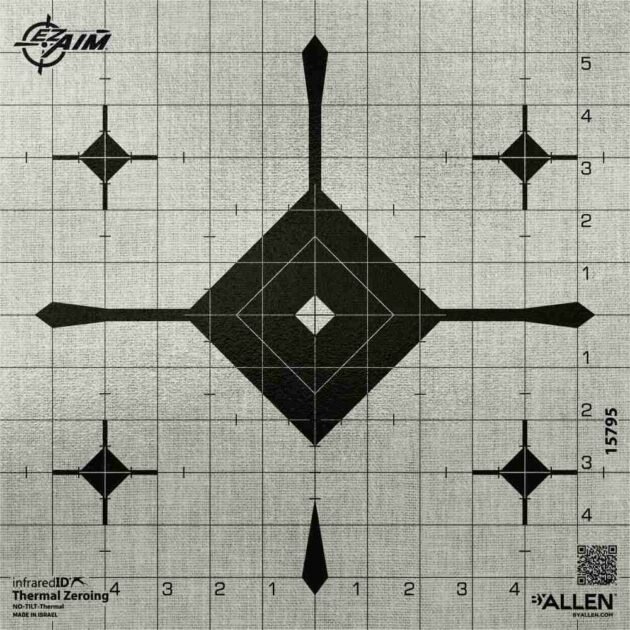 Allen EZ Aim Thermal ID Grid Bullseye Paper Target 12" x 12" - Gray