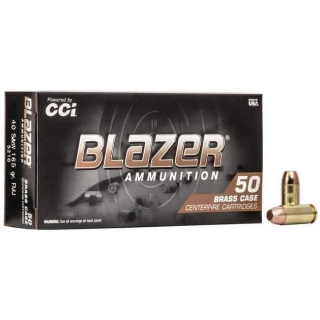 CCI Blazer Brass Handgun Ammunition .40 S&W 165 gr FMJ 1050 fps 50/ct