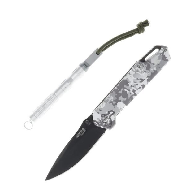 Bear & Son Edge Folding Knife 3" Drop Point Blade Truetimber White Viper