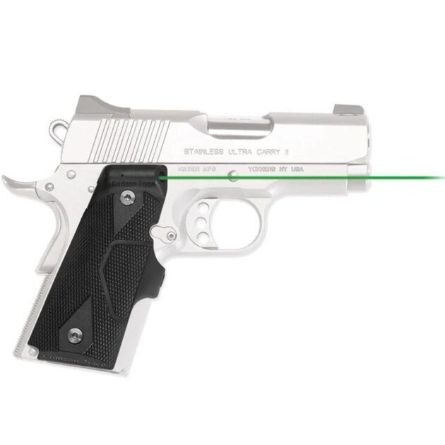 Crimson Trace LG-404G Front Activation Green Handgun Lasergrips for 1911 Compact Black
