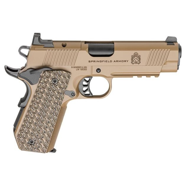 Springfield 1911 TRP AOS Coyote Handgun .45 Auto 7rd Magazines(3) 4.25" Barrel Optic Cut and Carry Rail