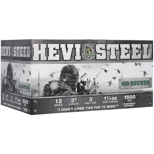 HEVI-Shot HEVI-Steel Shotshells 12ga 3" 1-1/4oz 1500 fps #3 100/ct
