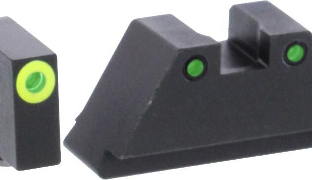Green Tritium LimeGreenLumi Rnd Outline .315/Black .394 for Glock Tall Supp
