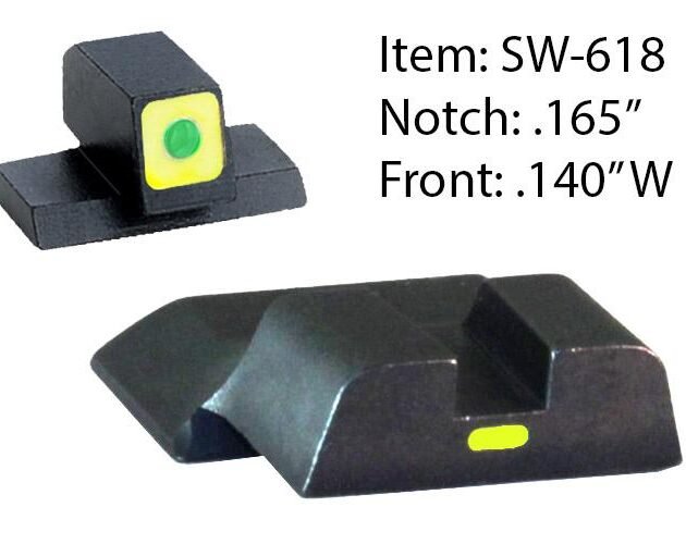 Ameriglo CAP Tritium Night Sights for S&W M&P Shield / Front Tritium - Green / Front Outline - LumiGreen / Style - CAP / Rear Paint Bar - LumiGreen
