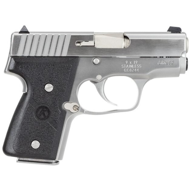 Kahr Arms MK9 Elite Handgun 9mm Luger 6rd (2) & 7rd (1) Magazines 3" Barrel Silver wil Black Checkered Grip CA Compliant