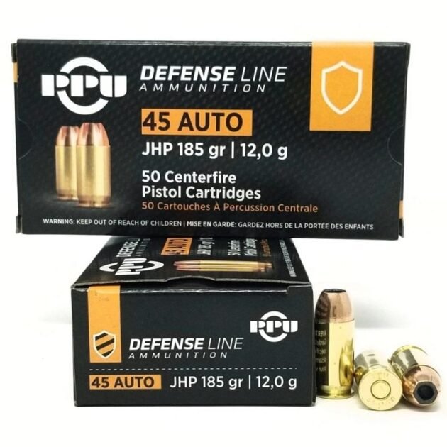 PPU Defense Handgun Ammunition  .45 Acp 185 gr JHP 935 fps 50/ct