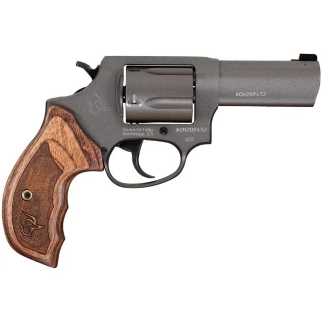 Taurus Defender 605 Handgun 357 Mag/38 Spl 5rd Capacity 3" Barrel  Black with Wood Grips Night Sights