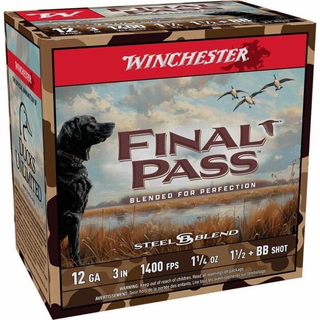 Winchester Final Pass Shotshells 12 ga 3" 1-1/4 oz 1400 fps #1.5 & #BB 25/ct