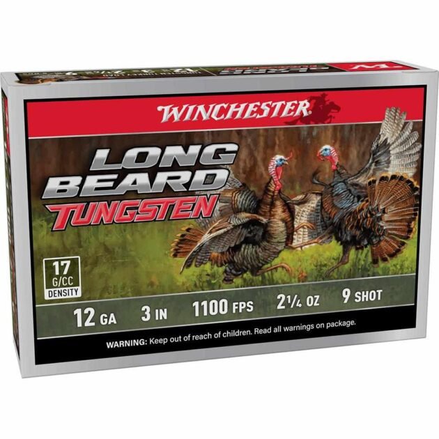 Winchester Long Beard Tungsten Shotshell 12ga 3" 2-1/4oz 1100 fps #9 5/ct