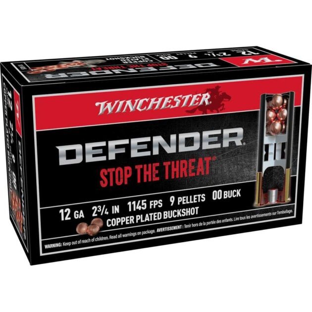 Winchester Copper Plated Defender Shotshells 12 ga 2-3/4" 9-Pellet 1145 fps #00 10/ct