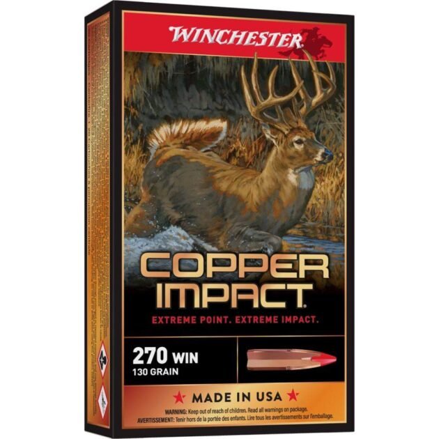 Winchester Copper Impact Rifle Ammunition 270 Win 130 gr. BT 3000 fps 20/ct