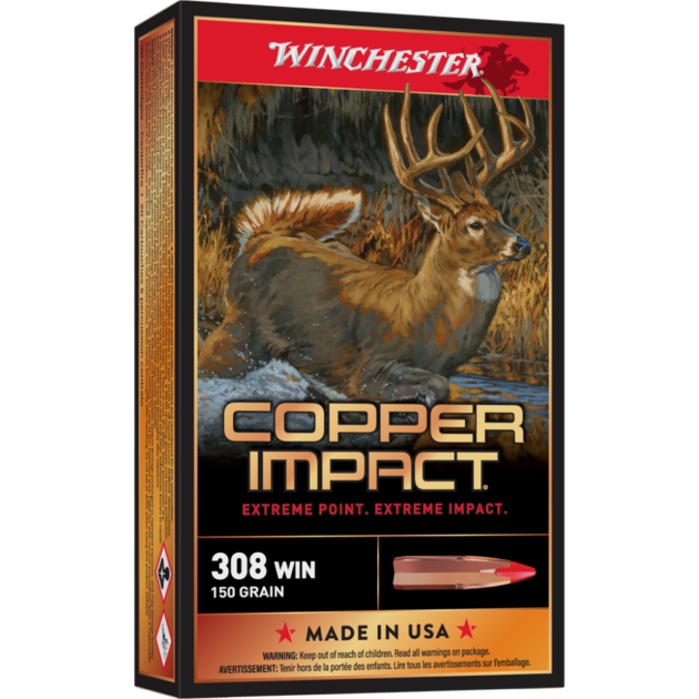 Winchester Copper Impact Rifle Ammunition 308 Win 150 gr. BT 2810 fps 20/ct
