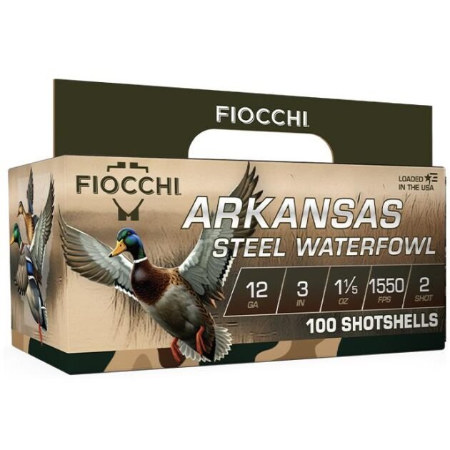 Fiocchi Arkansas Steel Waterfowl Shotshells 12ga 3" 1-1/5oz 1550 fps #2 100/ct