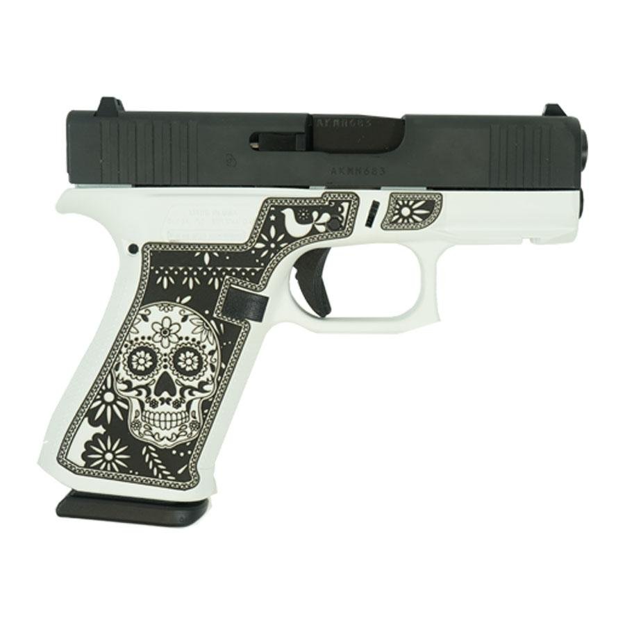 https3A2F2Fmedia.chattanoogashooting.com2Fimages2Fproduct2FGLUX4350201FRSSWB2Fglock_43x_fs_9mm_w_front_rails_usa_sugar_skull_black_white_glux4350201frsswb_0003_Layer25203