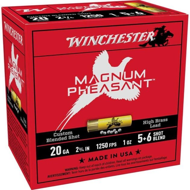 Winchester Magnum Pheasant Shotshells 20ga 2-3/4" 1oz 1250 fps #5&6 25/ct