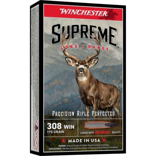 Winchester Supreme Long Range Rifle Ammunition .308 Win 175gr PT 2780 fps 20/ct